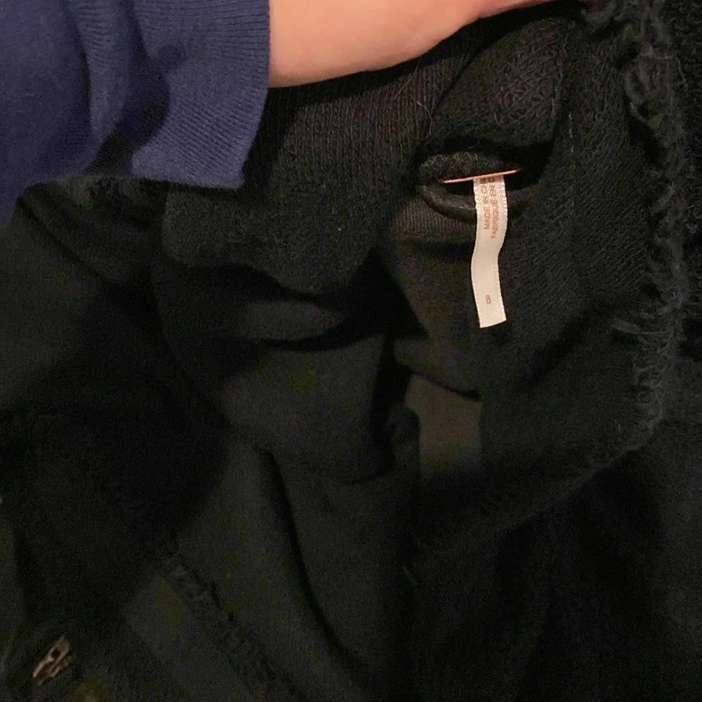 Free People Drape Front Coated Jacket Black 8